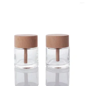 Storage Bottles Glass Diffuser With Wooden Cap 50ml Mini Refillable Fragrance Jars Car Bottle DIY Perfume