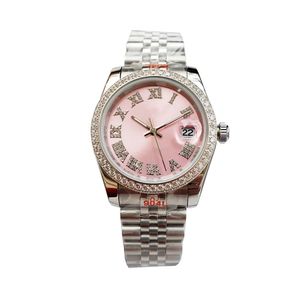 Womens Watch 36mm Pink Diamond Watches for Men Self-Winding Mechanical Wristwatch Original Stainless Steel Strap Fashion Ladies Watch Montres de luxe