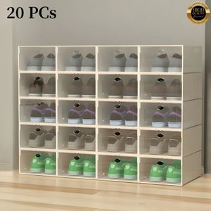 Buty 20pcs Przezroczysty organizator butów System stosowany w stosy plastikowy wyświetlacz Wyświetlacz skrzynki do przechowywania stojak na buty 240129