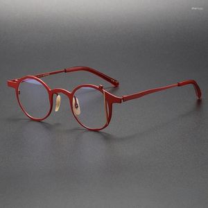 Solglasögon ramar MM0076 Japansk oregelbunden runda titanglasögon Män mode Optiska designer Glasögon Blue Red Recept Eyewear