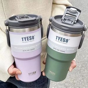 Tyeso Coffee Cup Stainless Steels Steals Thermosボトルポータブル掃除機蒸し場断熱カップミルクティーウォーターボトルコールドと240129