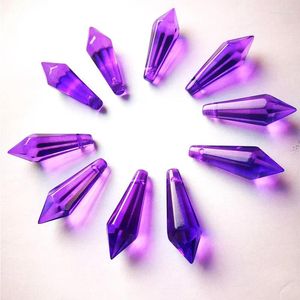 Chandelier Crystal 100pcs/lot 36MM Dark Purple Icicle Prisms (Free Ring) DIY Glass Beads Curtain/ Parts Garland Strands Pendants
