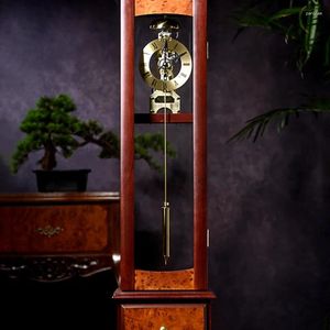 Wanduhren Massivholz mechanische Uhr Wohnzimmer im chinesischen Stil zeitlicher Pendel vertikaler Glocke