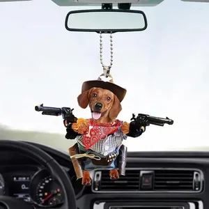 Decorazioni natalizie Ornamento da appendere per cani Simpatico e divertente ciondolo a forma di cartone animato Portachiavi Animale Specchietto retrovisore per auto Accessori per zaino