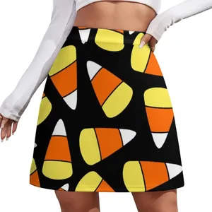 Skirts Candy Corn Pattern Halloween Mini Skirt For Woman Summer Dress Women 2024 Fashion Korean Clothing