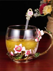 Şarap bardak emaye renkli su bardağı cam ins çiçek çayı yaratıcı bir hediye ile kadınlar için