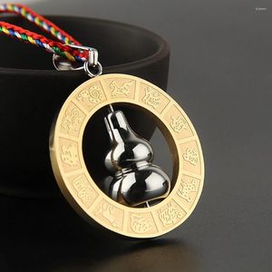 Anhänger Halsketten Titan Stahl Spirale Kürbis Buddhistische Schrift Schmuck Zwölf Sternzeichen Charm Halskette Für Männer Frauen Transport Frieden Amulett