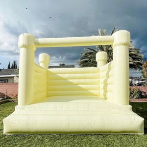 wholesale 10x10ft Commerciale di alta qualità White Bounce House Gonfiabile completo in PVC che salta Castello gonfiabile castelli buttafuori ponticello con ventilatore per il matrimonio 006