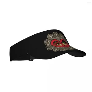 Berets Sommersonne Hut Frauen Verstellbares Visor Top leere mexikanische Zuckerschädel mit Herz Spitze Sport Tennis Golf laufen Sonnenschutzmütze