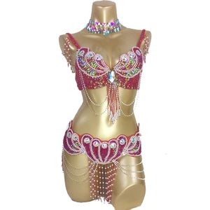 arrivo Costume da donna di danza del ventre con perline indossare BraBelt set Costumi di carnevale di danza del ventre da donna sexy vestiti di danza del ventre 240202