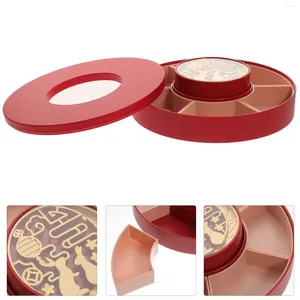 Servis uppsättningar Candy Storage Box Chinese Year Tray Divided Appetizers Plate Lock Plastic Dry Fruit med