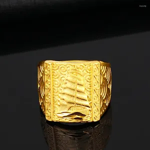 Klaster pierścieni 14K Złoty Pierścień dla mężczyzn Brat Ojciec Vintage Sailing Wedding Embagmuint Otwarte Zmowy Akcesoria biżuterii