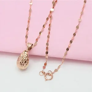 Chains 585 Purple Gold Simple Water Drop Shiny Pendant For Women Fashion Plated 14K Rose Necklace Banquet Jewelry