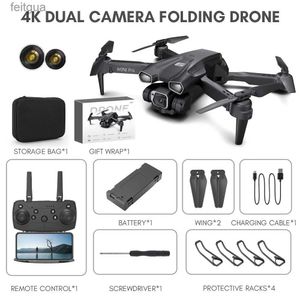 Drönare Ny H66 RC DRONE 4K CAMERA HD WIFI FPV FOTOGRAFI FICABLABLE Quadcopter Professional Hinder Undvikande Selfie Toy för Boy YQ240211