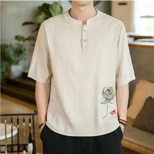 Roupas étnicas 2024 Roupas Orientais Homens Tops Camisas para Homens Hanfu Blusa Cheongsam Linho Vintage Tradicional Chinês 30480