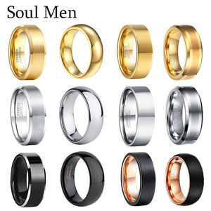 Moda masculina tungstênio carboneto prata cor ouro fosco superfície anéis masculino noivado casamento banda 12 estilos gravar seu nome 240125