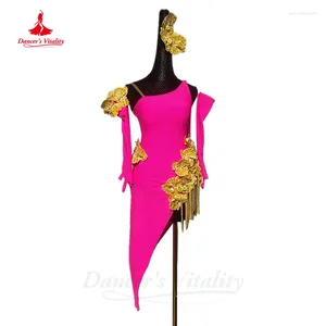 Scene Wear Latin Dance Performance Dress DUSIATIZED Vuxen Chilren Spandex Rumba Chacha Tango Tävling Kjol Dancing Outfit