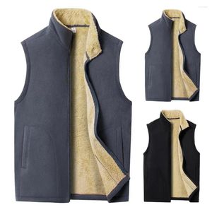 Gilet da uomo Gilet da uomo Giacca invernale senza maniche con fodera in caldo pile Colletto alla coreana Cappotto con abbottonatura con cerniera casual per l'autunno