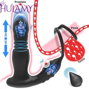 Male Prostate Massage Telescoping Vibration Wireless 10 Modes Silicone Anal Butt Plug Vibrator Sex Toys For Men Masturbation 240202