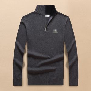 Luxo masculino de designers de designers capa de suéter de outono e inverno bordando bordado suéter espessado meio zíper tampa alta capa de pescoço cabeça casual suéter casual