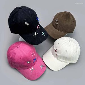 Top kapaklar Doji Bow etiketi zımparalama beyzbol şapkaları erkek kadınlar nefes alabilen güneşlik çok yönlü kişisel snapback kapağı moda retro tatlı ins