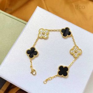 Designer Jewelrys Van Four Leaf Clover Pulseira Cleef Braclet Van Clover Pulseira 6 Cores Pulseira Designer 18K Banhado A Ouro Onyx Shell Mulheres Mãe De Pérola Casamento