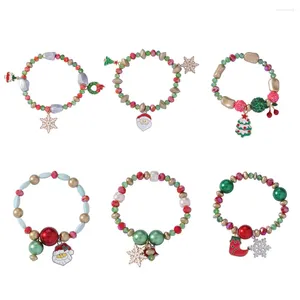 Charm Bracelets Christmas Series Women's Children Beads Bracelet Candy Color Apple Bell Snow Design Pin Accessories Year Wholesale Gifts