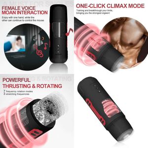 Brinquedo sexual masculino masturbadores novos produtos para adultos copo de avião masculino elétrico totalmente automático 7 + 1 frequência 4cm masturbador rotativo telescópico