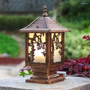 Vägglampor Vattentät utomhuspellampa E27 Staket Park Fixtur Villa Gate Bra Gazebo Column Light Decoration Landscape Chapiter Lighting