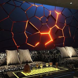 Personalizado geométrico hexágono po ktv po papéis de parede para sala estar tv fundo arte da parede 3d mural papel parede decoração do quarto 240122