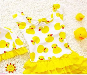18 Years Old Kids Swimsuit For Girls Lovely Yellow Duck Bathing Suit Children Swimsuit Princess One Piece Swimwear Swimming Cap5674637