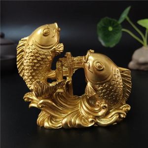 Goldene chinesische Feng Shui Buddha-Statuen, handgeschnitzte Skulptur, Tiere, Fischfiguren, Kunsthandwerk, Ornamente, Heimdekoration, Zubehör 240202