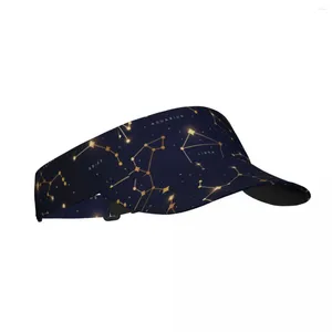 Berets Summer Sun Hat Adjustable Visor UV Protection Top Empty Zodiac Constellations Space Shiny Sparkling Stars Sport Sunscreen Cap