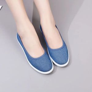 Women Footwear Flat Canvas Round Toe Ladies Shoes Slip on Light and Low Price Summer 2023 Comfortable Elegant A 39 240202