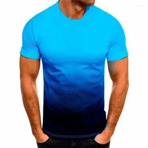 メンズTシャツメンTシャツ半袖夏のシンガールシリーズグラデーション特大の丸いネックシャツ衣類ティートップ