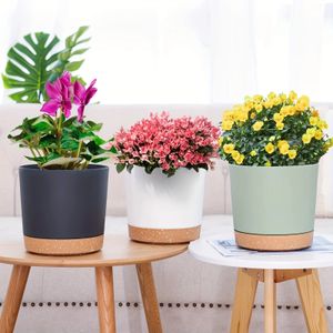 2 pçs anthony vaso de flores durável plástico varanda jardim com bandeja para interior ourdoor vasos plantas e legumes 240131