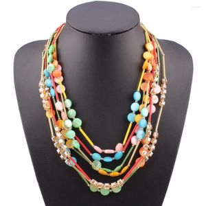 Set di orecchini per collana, pendente a forma di conchiglia di cristallo colorato, multistrato, alla moda, per gioielli da festa