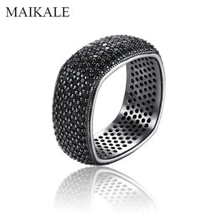 Maikale Luxury Square Gun Black Color Rings Paved Aaa Cubic Zirconia Finger Ring Wedend Band Rings for Women Party Jewelry Gift 240123