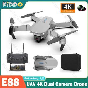 Drönare E88 Pro Mini Drone 4K Dual Camera WiFi FPV med vidvinkel HD Höjd Håll RC Foldbar Quadcopter Dron Toys for Boys Gifts YQ240213