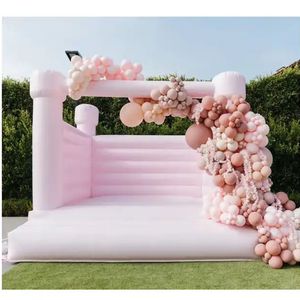 4.5x4.5m (15x15ft) wholesale Commercial Pastle Pink Inflatable Bounce House Combo 8ft White Bouncy Castle Adults Kids Jumpers Wedding Bouncer For Outdoor Party