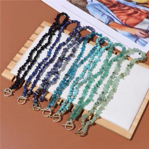 Colares Pingente Irregular Pedra Chip Beads Colar Lapis Lazuli Sodalite Cascalho Cor de Ouro Encantos Jóias Presentes