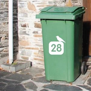4Pcs Bird Custom Street Number Vinyl Decal House Wall Sticker for Trash Can Rubbish Bin Home Decor 240131