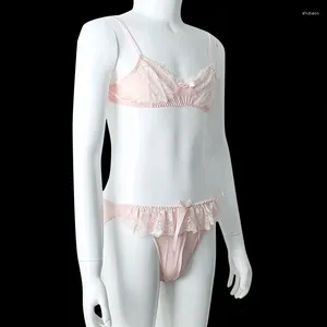 Underbyxor spetsar sexiga underkläder för män BRALETTE GAY BH Top Justerbar för manliga underkläder Crop Tops Briefs