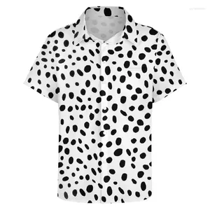 Camisas casuais masculinas cão dálmata 3d impresso blusas simples ponto gráfico para homens roupas amor animal macho manga curta botão y2k tops