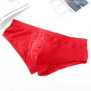 Unterhosen 1 stück männer eis seide niedrige taille boxershorts elastische einfarbige u-konvexen beutel höschen dessous männliche unterwäsche