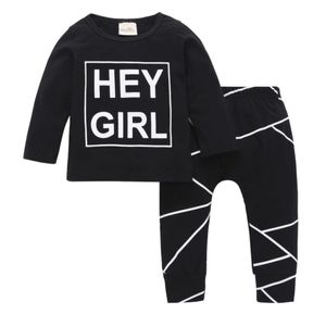 Nowonarodzone spodnie Tshirt Ubrania ubrania dziewczynka dziewczyna list z drukiem Roupa Infantil4330412