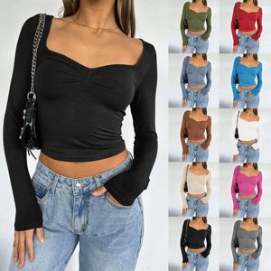 Blusas femininas manga longa colheita tops bonito sexy saindo camisas outono roupas de moda para mulher 2024 t camisa roupas de treino