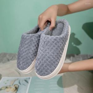Slippers House Shoes Casual Round Toe Slip-on Elastic Soft Comfortable All-match Breathable Plus Velvet Keep Warm Non-slip Wear-Resistant