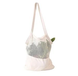 Eco-Friendly Organic Cotton Mesh Cloth Bag Vegetable Fruit Tote Handbag Zero Waste Reusable Produce Storage Bag Washable 240125