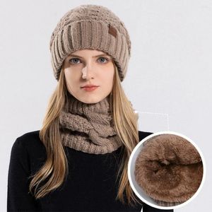 Parti Malzemeleri Bayanlar Kış Eşarp ve Şapka Seti Knited Beanie Fleece Neck Combo ile Moda Moda Kalın